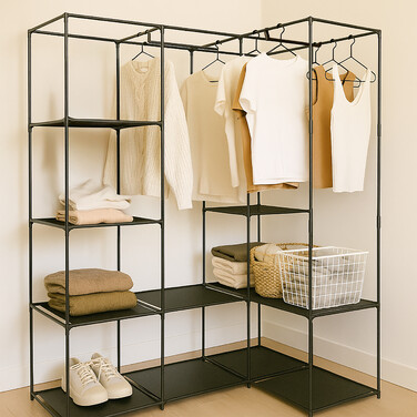 Corner Shelf, Black Non-Woven Fabric
