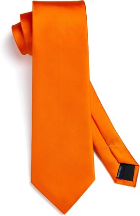 HISDERN Шовкова краватка для чоловіків 160 см, набір з кишеньковим хустинкою, для весілля та бізнесу, елегантний краватка (A1 Помаранчевий)