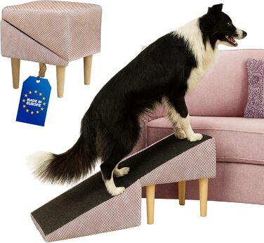 Сходинки для собак Outentin - розкладні, з неслизькою поверхнею, для маленьких та великих собак, для дивану та ліжка, стабільні, зроблені у вигляді меблів, 36 см, рожеві