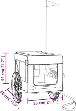 Причіп для велосипеда VidaXL для собак, 68.5 x 135 x 73.5 см, червоний