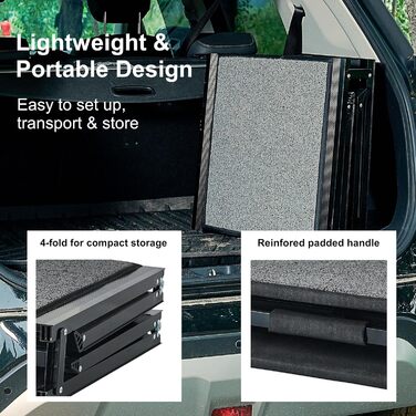 Рампа для собак BestVida® (160 x 44 см) – для автомобіля, SUV та вантажівки. Складана, портативна, з антиковзким покриттям, широкі сходи для собак