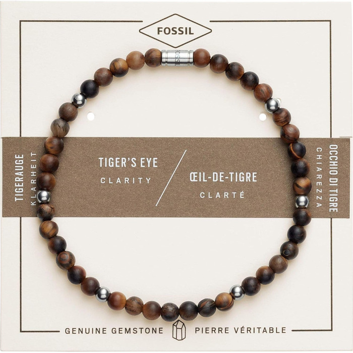 Браслет Fossil Wellness чоловічий з нержавіючої сталі та напівкоштовного каміння, карамельно-коричневий