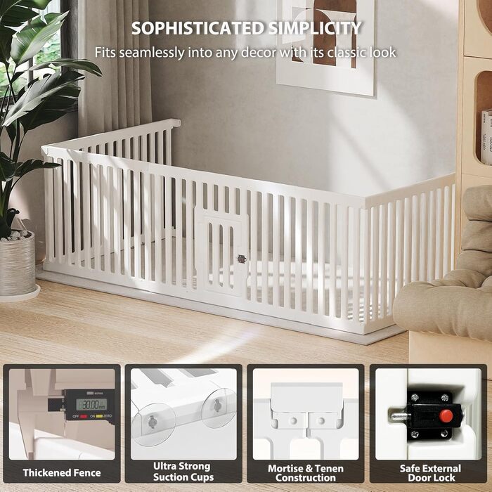 Забіг для собак з дверима, 12 панелей, 65.0 см, для маленьких собак та котів, пластиковий, білий