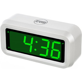 Цифровий годинник-будильник Timegyro з LED дисплеєм, на батарейках, для подорожей, настільний, 3 рівні яскравості, великий LED дисплей 1.2' для спальні, вітальні, чорно-білий (біло-зелений)