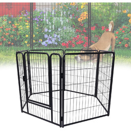 Кія для собак, вольєр для цуценят, металевий вольєр 65x80 см, чорний, для собак, котів, кроликів