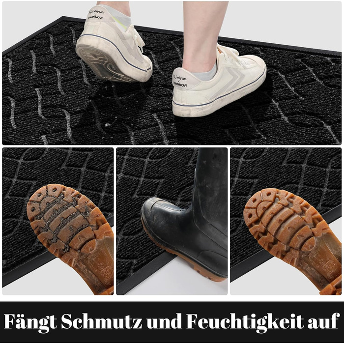 Килимок для вхідних дверей Yimobra, 75x43 см, чорний: миється, вологостійкий, з антиковзаючою основою