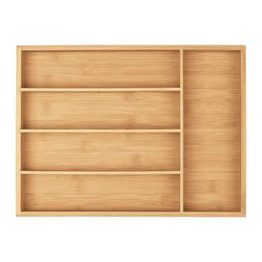 Relaxdays Bamboo Cutlery Box with 5 Compartments