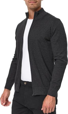 Чоловічий кардиган Indicode з V-подібним вирізом та стоячим коміром, 80% бавовна, великий розмір XL, сірий мікс