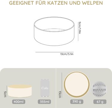 Керамічна миска для собак та котів SpunkyJunky, 400 мл, бежева