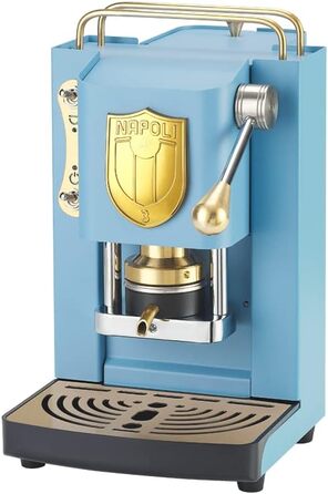 Кавова машина FABER Pro Mini Deluxe Scudetto для ESE-подушок 44 мм, бірюзова, латунна преса, золоте лого Napoli Campione