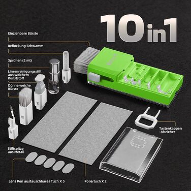 Набір для чищення клавіатури Ordilend: для смартфонів, ноутбуків, планшетів, ПК, моніторів, AirPods, з пульверизатором та щіткою