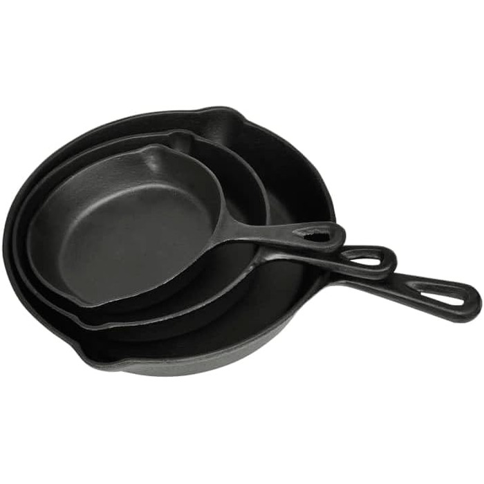 Набір сковорідок для стейків та грилю vidaXL, 3 шт., чавун, 27x27x5,5 см, для барбекю