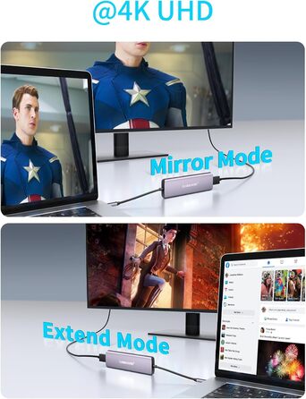 Док-станція Lemorele Upgrade 2025: USB-C/A, 10Gbps, 3 монітори, 14 в 1, HDMI 4K, Ethernet, USB 3.2/2.0, VGA, Type-C 3.1, PD 100W, Audio, SD/TF, для Windows, MacBook (фіолетовий)