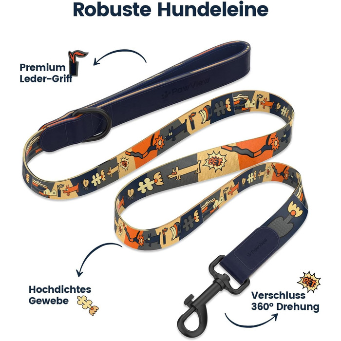 Набір повідка та нашийника для собак, регульований, чорний, S (28–43 см, 1.5 м)