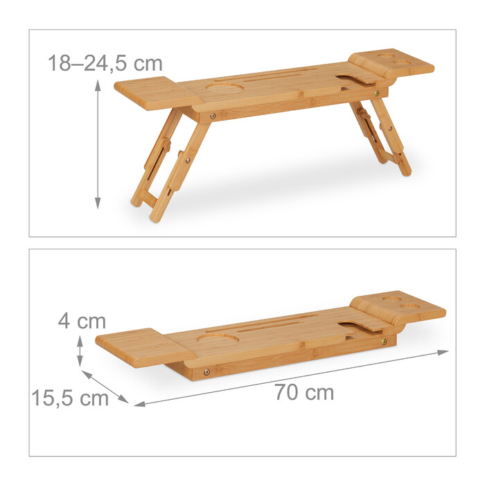 Relaxdays Bamboo Bathtub Caddy with Feet