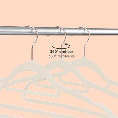Blumtal Clothes Hangers, 50 Pieces - Velvet Clothes Hangers, 360° Rotatable and Load-Bearing - Space-Saving and Non-Slip Clothes Hangers - White Clothes Hangers with Velvet Covering - Velvet Hangers / Velvet Hangers - Shirt Hangers White