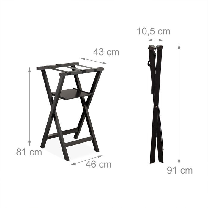 Relaxdays Black Suitcase Stand with Storage