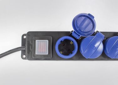 Розподільна коробка з вимикачем Schwabe, 5-фальна, IP44, 230V, 16A, 4.5м, для зовнішнього використання (2 шт. в упаковці)