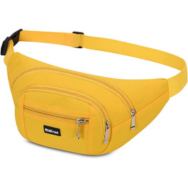 Водонепроникна поясна сумка на пояс, 3 кишені на блискавці для чоловіків та жінок, для піших прогулянок, туризму, спорту, подорожей, гаманець (Жовтий)