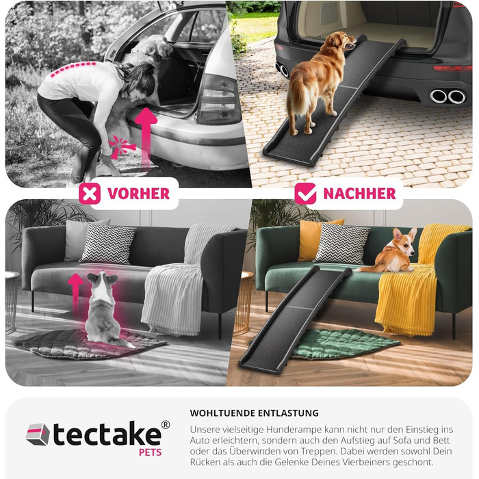 Рампа для собак Tectake®: складна, неслизька, до 90 кг, захист багажника, для авто, ліжка, дивану та сходів