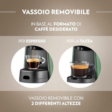 Lavazza, A Modo Mio Tiny Eco Green Coffee Machine with 64 assorted capsules, espresso machine made from recycled plastic, 1450 W, 220-240 V, 50/60 Hz, 0.6 Liter