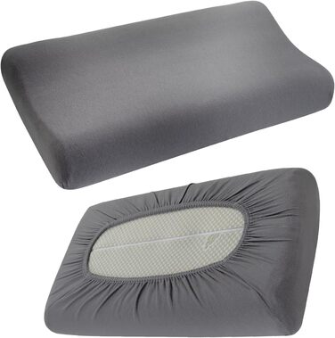 Black Forest Fox Camper Orthopedic Visco Neck Support Pillow Set with 1 Aloe Vera Cover & 1 Cotton Pillowcase, grey | Oeko-TEX (Campovolo-Grey, Visco Pillow Cover 2 Pieces 30 x 60)