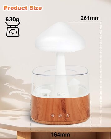 Увлажнитель воздуха 'Rain Cloud', 450 мл, с 3 режимами, 7 цветами, LED-подсветкой, аромадиффузор, нано-туман, лампа 'Гриб-дощ' для дитячої кімнати, спальні, дому, офісу (білий) (дерев'яний масив)