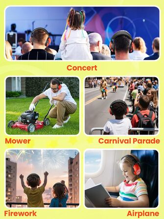 Навушники для захисту від шуму Dr.meter для дітей - пасивні навушники-затички для вух, захист від шуму SNR 27dB, для школи, аутизму, сну, навчання, гри на барабанах, зелені (помаранчеві)