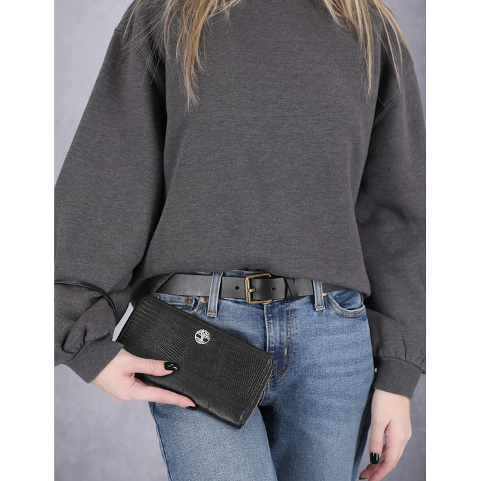 Timberland Women's Leather RFID Zip-Around Wallet Clutch with Wristlet Strap