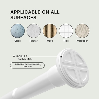 Розпірний карниз-штанга для штор у ванну, 70-120 см, білий