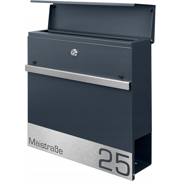 Поштова скринька настінна Anthrazit RAL 7016, для газет, XXL (Laser 1) з/без адреси