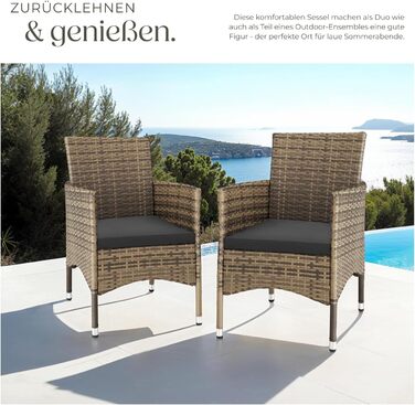 Tectake 2-Piece Rattan Garden Chair Set