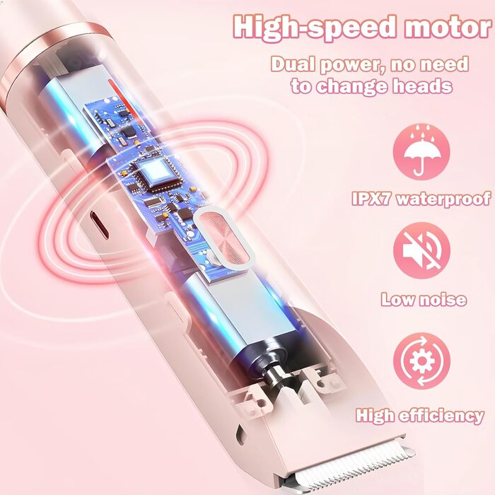 Електричний жіночий бритва 2-в-1 для тіла та зони бікіні, IPX7, USB-зарядка (Рожевий)