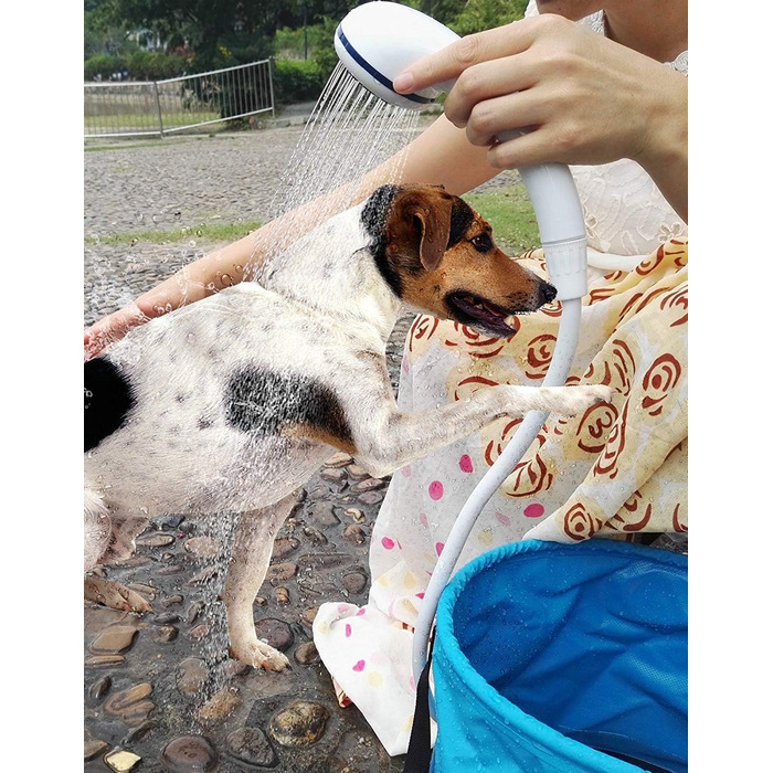 Електрична портативна душова кабіна Iron Hammer для кемпінгу, автомиття та купання тварин (блакитна)