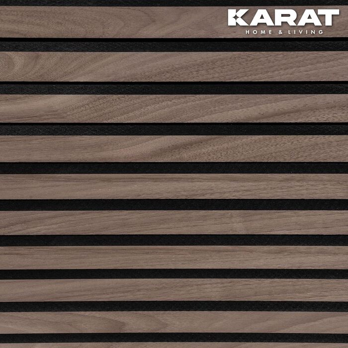 Акустичні настінні панелі KARAT з натурального шпона горіха (Black Walnut) — декоративна рейкова стіна з дерева та фетру для звукоізоляції та шумопоглинання, 275 x 27 см
