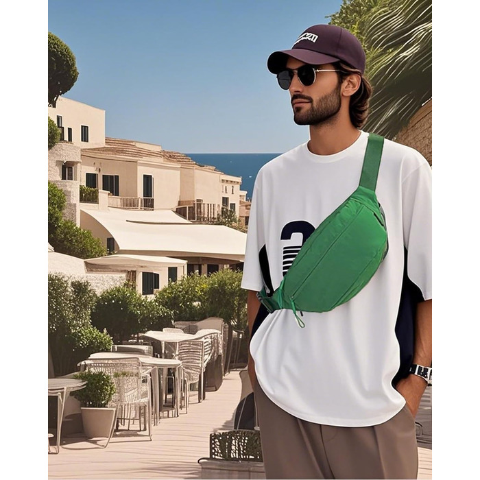 Поясна сумка чоловіча/жіноча водонепроникна для подорожей, фестивалів, спорту та прогулянок з собакою (зелена)