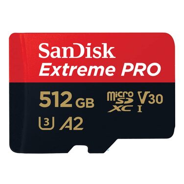 Карта пам'яті SanDisk Extreme PRO microSDXC UHS-I 512 GB з адаптером та RescuePRO Deluxe, A2, V30, U3, Class 10, швидкість до 200 МБ/с для смартфонів, екшн-камер та дронів