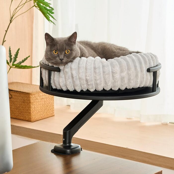 Килимок для котів LEVI | Платформа для котів | 2 ліжка | Для столу та підвіконня | Міцний, сучасний дизайн, сірий | Corduroy