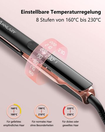ANNLARY 1 Inch Hair Straightener & Curling Wand 2-in-1 - Titanium Ceramic Ion Technology - Heat Protection, Anti-Frizz, Shiny Hair - Dual Voltage (110-240V)