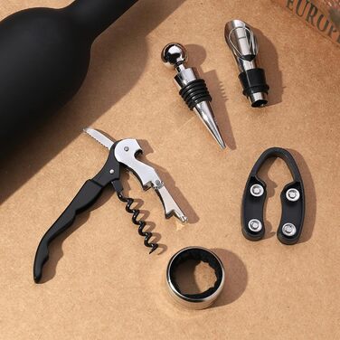 Набір викруток для вина з формою пляшки, 5 шт. Набір викруток для вина, аксесуари для вина, подарунковий набір, сомельє, відкривачі для пляшок (срібло)