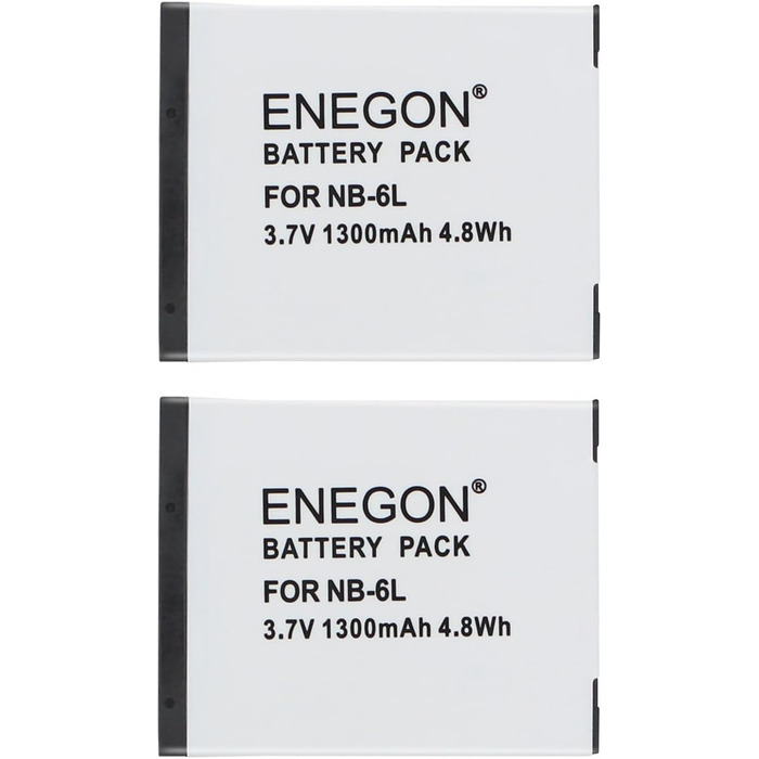 Запасні акумулятори ENEGON (2 шт.) та зарядний пристрій для Canon NB-6L, NB-6LH, CB-2LY та камер Canon PowerShot SX510 HS, SX500 is, SX700 HS, SX280 HS, SX260 HS, SX170 is та інших моделей