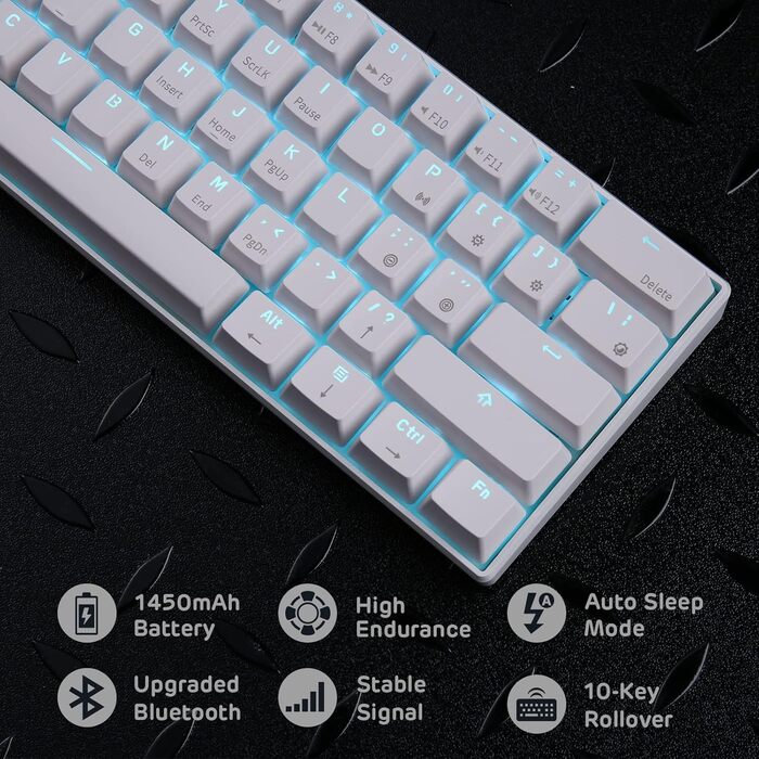 Механічна клавіатура RK ROYAL KLUDGE RK61-US 60% з підсвічуванням, Bluetooth/2.4Ghz/USB, Hot-Swappable, QWERTY, для Windows/Mac