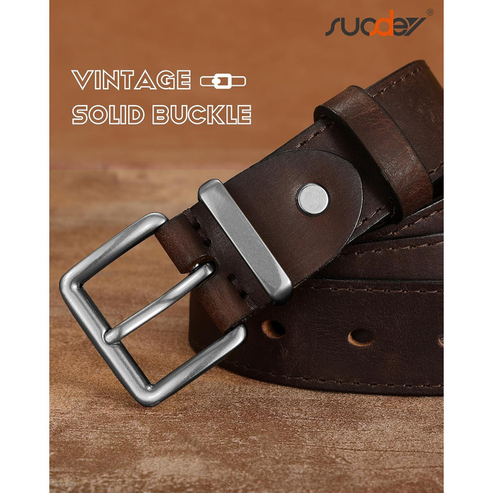 Жіночий шкіряний ремінь SUOSDEY вінтажний, для джинсів, штанів та суконь, з пряжкою золото/срібло, ширина 3.3 см (кава-срібло, розмір 92-102 см)