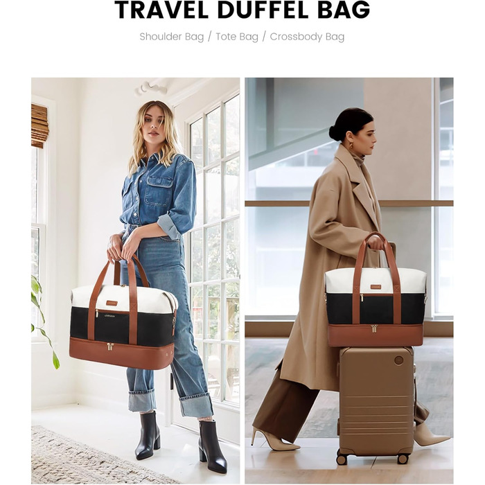 Сумка-трансформер LOVEVOOK для подорожей: жіноча дорожня сумка, 60L, водонепроникна, з відділенням для взуття, ідеальна для спортзалу, клініки, пологів, 40x20x25см