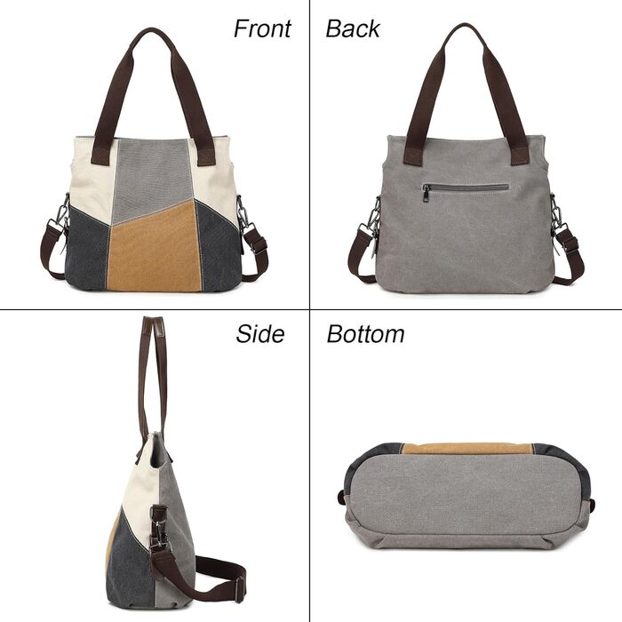 Жіноча сумка-шопер Canvas Retro Hobo великої місткості, сіра повсякденна сумка через плече для навчання та міста