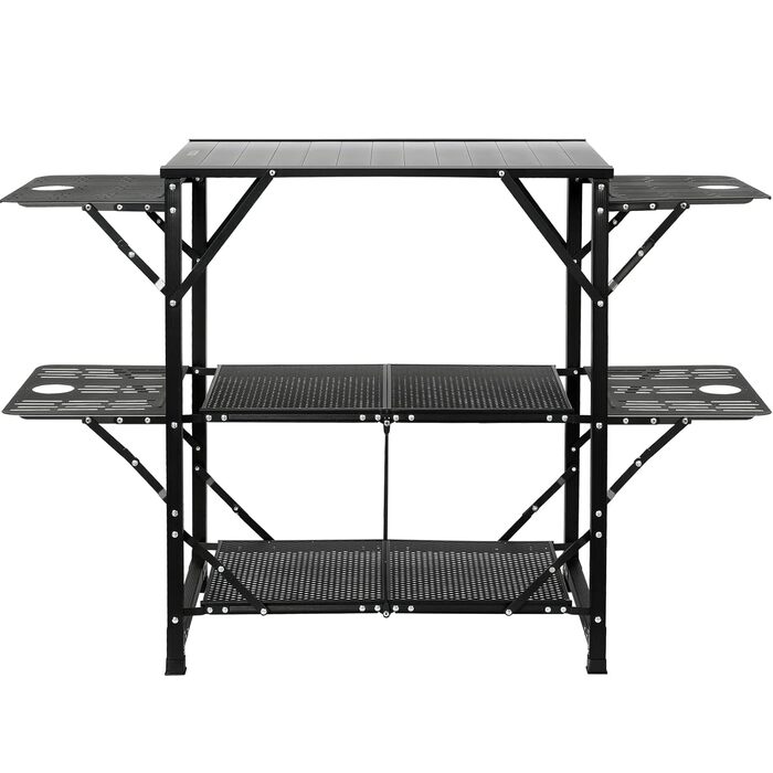 Стіл похідний VEVOR для кухні, алюмінієвий, складний, портативний, з 4 стінками та 2 полицями, з сумкою для перенесення. Для пікніка, грилю, кемпінгу.