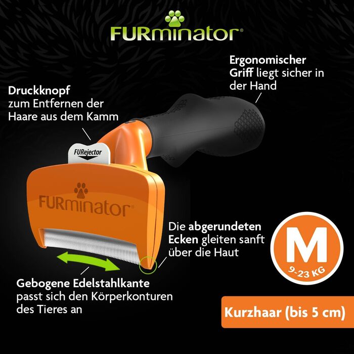 FURminator для собак середнього розміру з короткою шерстю: щітка для видалення підшерстка (Версія 2.0)
