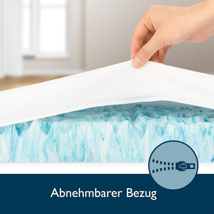 Beautissu 7 Zone Mattress Topper 90x200 cm – Topper 90x200 cm for Box Spring Bed, Mattresses, 30 cm Height – Non-Slip, Breathable Mattress Protector, 7 cm Visco Foam Mattress Pad – BeauNuit MT Lux