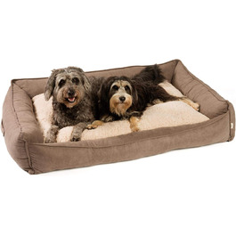 JAMAXX Premium Orthopedic Dog Bed - Memory Foam, Washable, Reversible Cushion, Water-Repellent / Dog Basket, Soft Velvet-Like Sofa Fabric Dog Cushion, Dog Basket, PDB2002 (L) 120x90 Brown