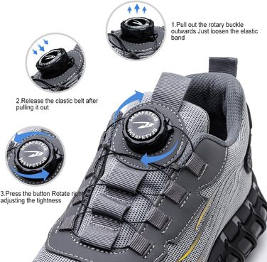 Робочі черевики з металевим підноском для чоловіків та жінок. Безпечні черевики Unisex, спортивний дизайн, легкі, антипрокольні, розміри 38-46 EU, сірий колір